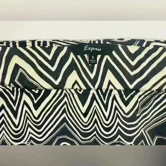 Express Silk Blouson Dress, Women’s Size Small, Geometric Black & Cream, Y2K - Picture 8 of 16